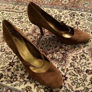 ANNE KLEIN “Willa” Brown Suede Mary Jane Pumps Size 9M